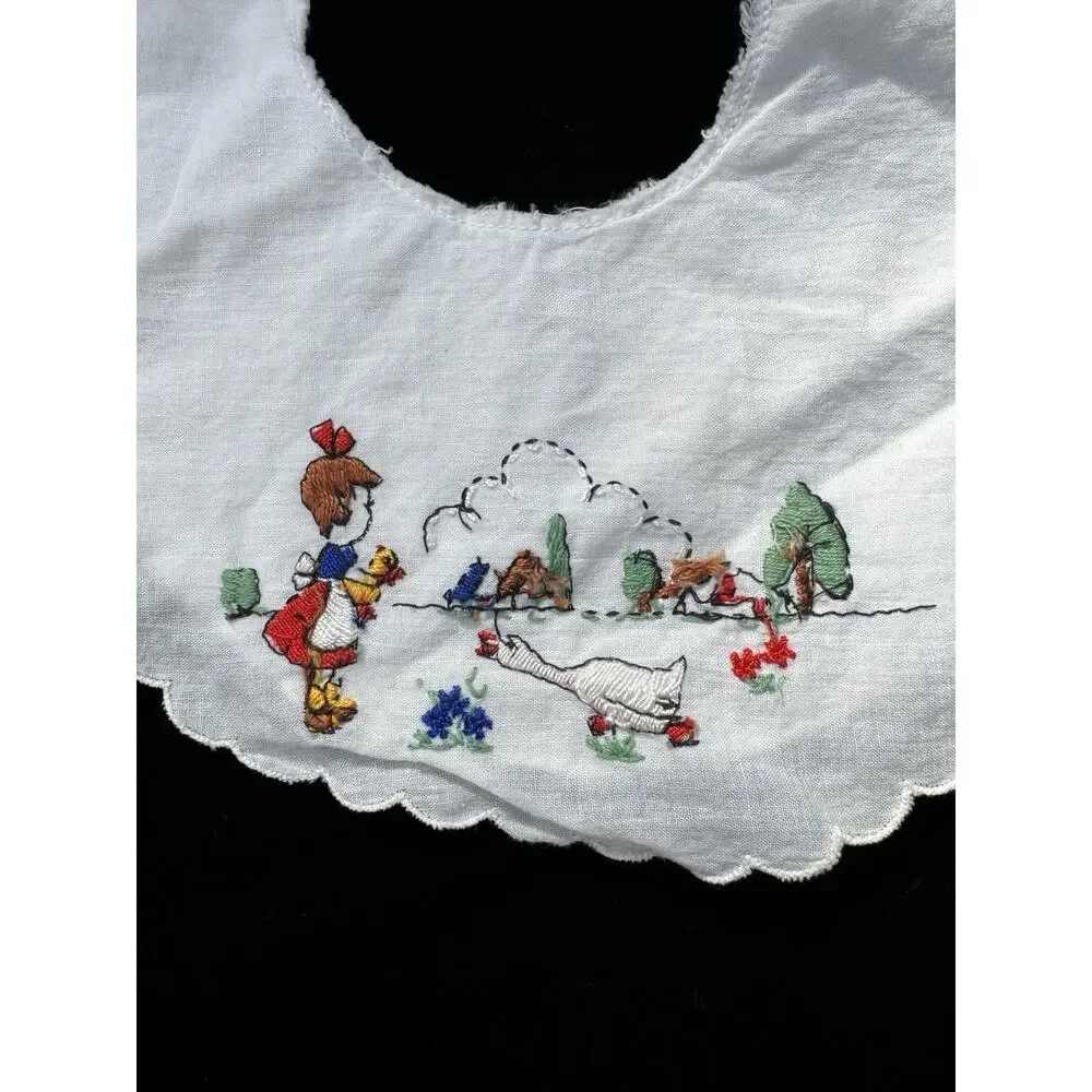 4 Vintage 1940’s Baby Bibs Embroidered Cotton -A20